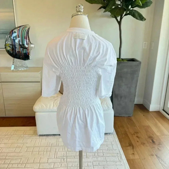 Stella McCartney White Smocked Cotton T-Shirt Size 40 - Picture 5 of 10